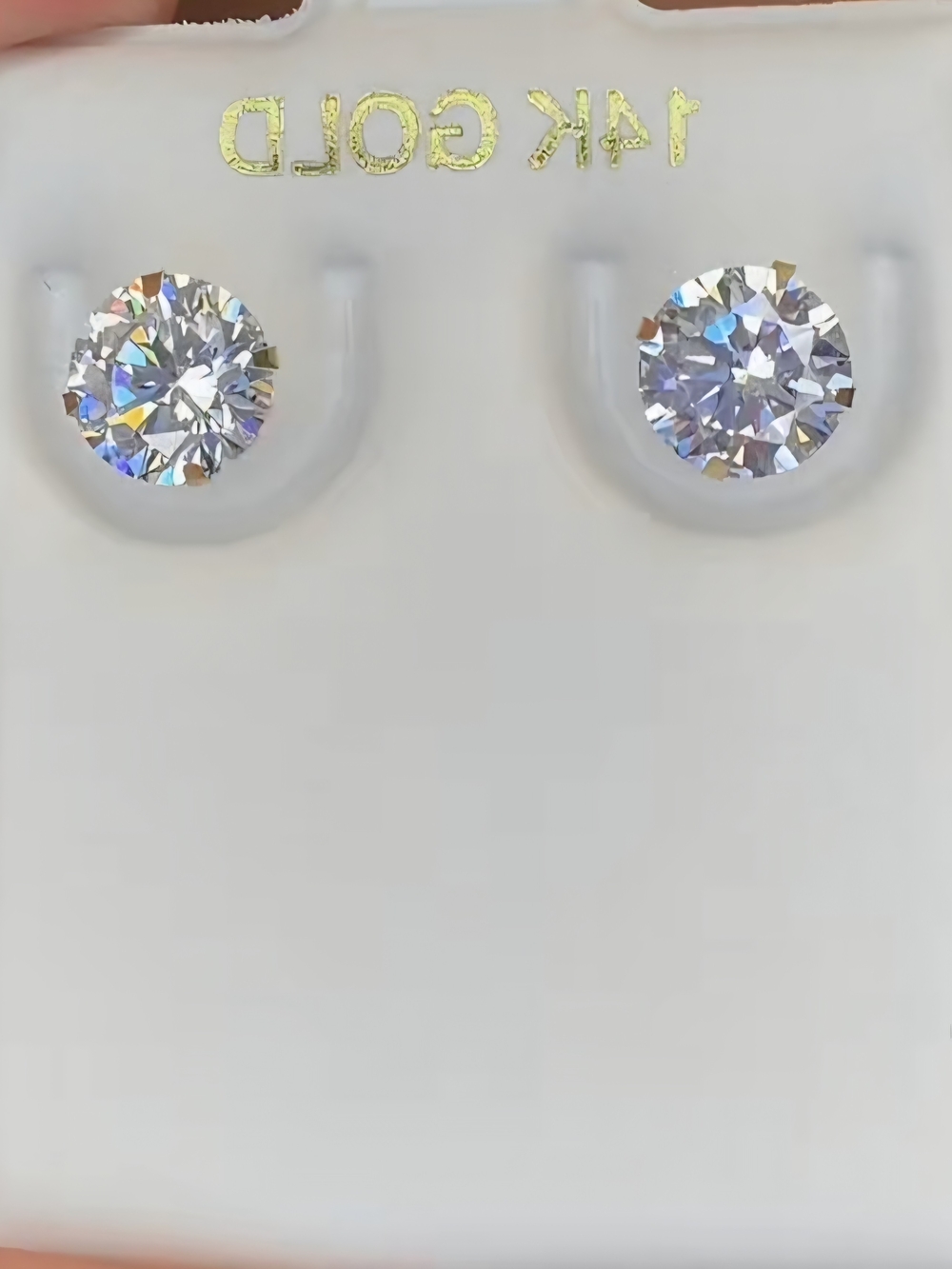 14K Gold Clear 4 CT Road Stud Earrings - Classic Clear